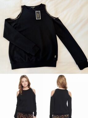 Juicy‎ Couture Embellished Cold Shoulder Sweatshirt S